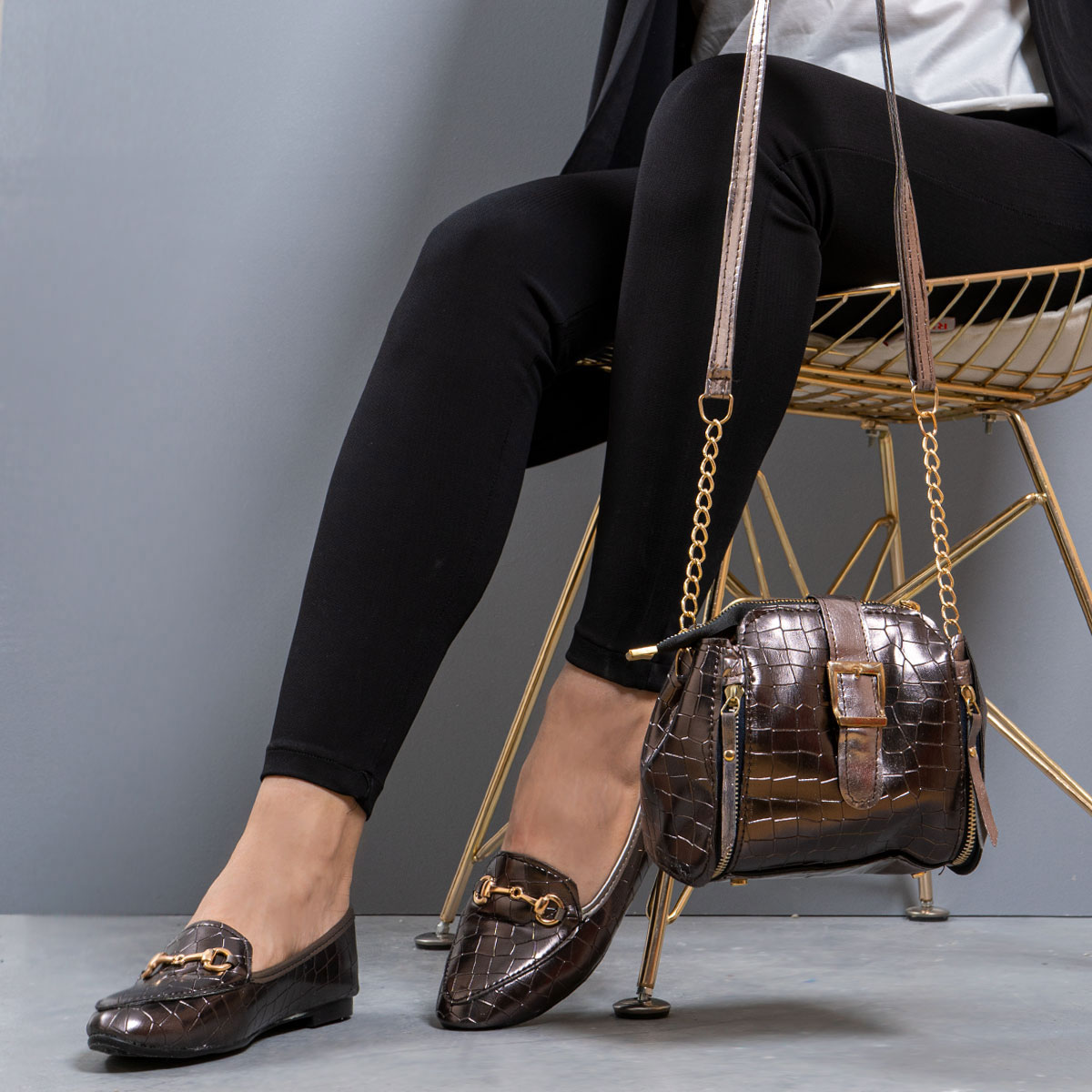 ست كيف و كفش دخترانه رنگ دودي مدلSaylor