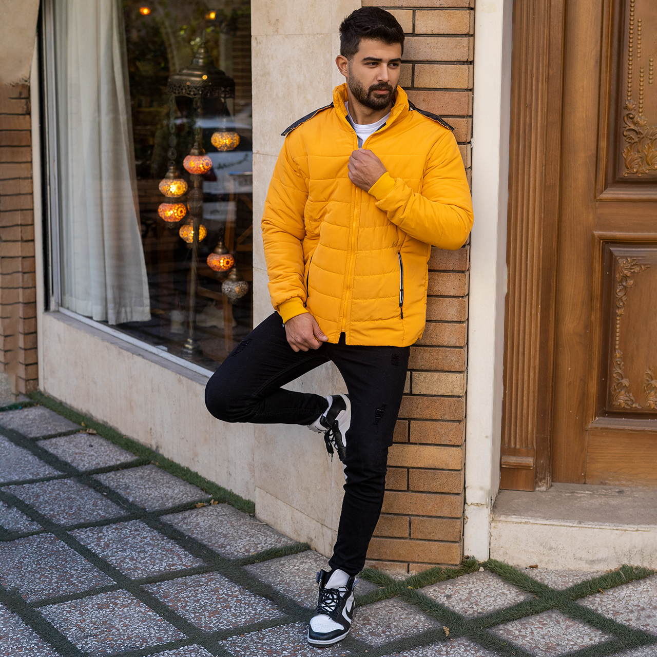 کاپشن مردانه نارنجی مدلAidin