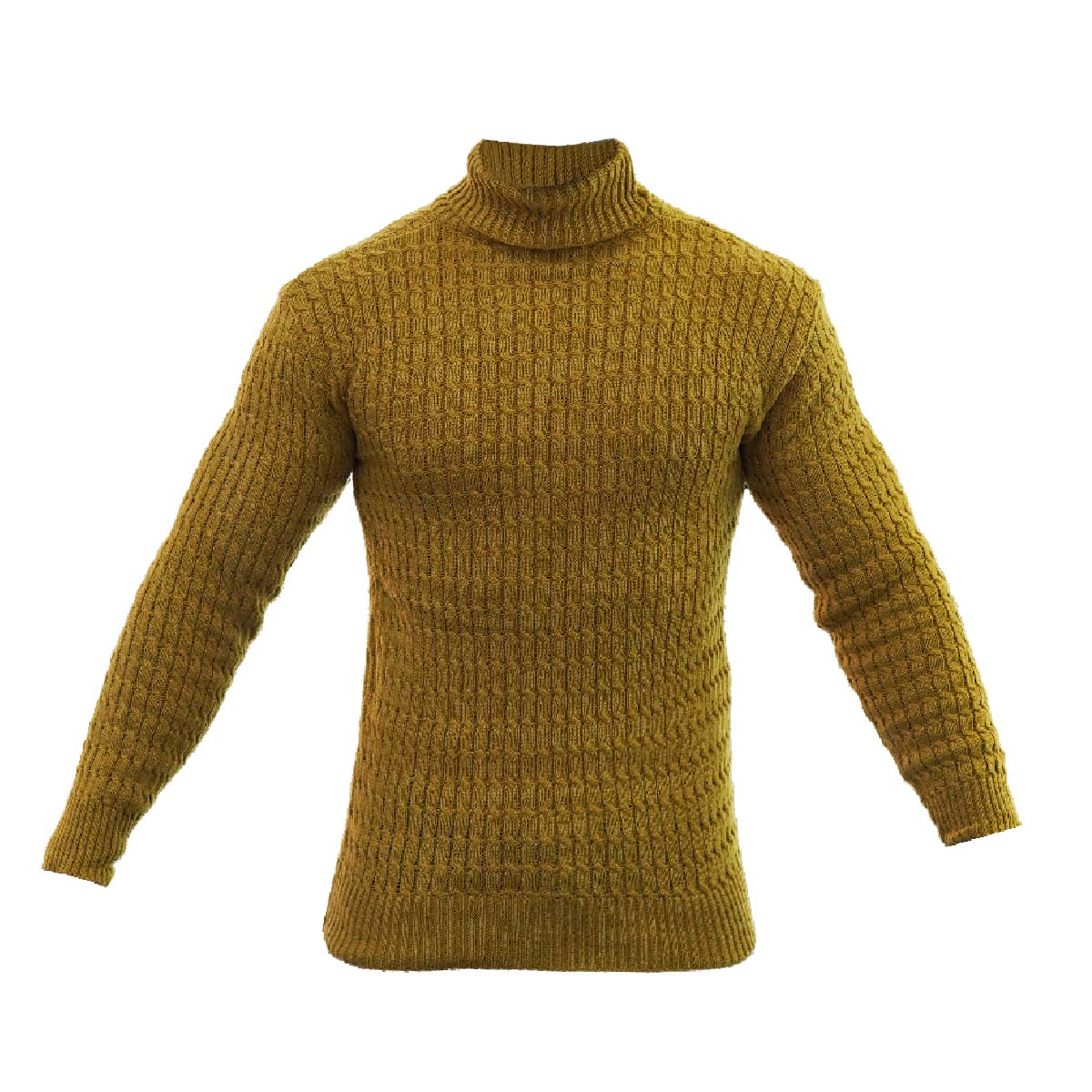 پلیوربافت مردانه خردلی یقه اسکی مدل Pouyan