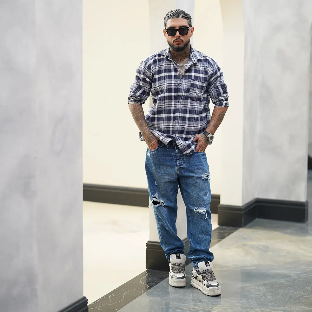 پیراهن مردانه سرمه ای مدل Ramy