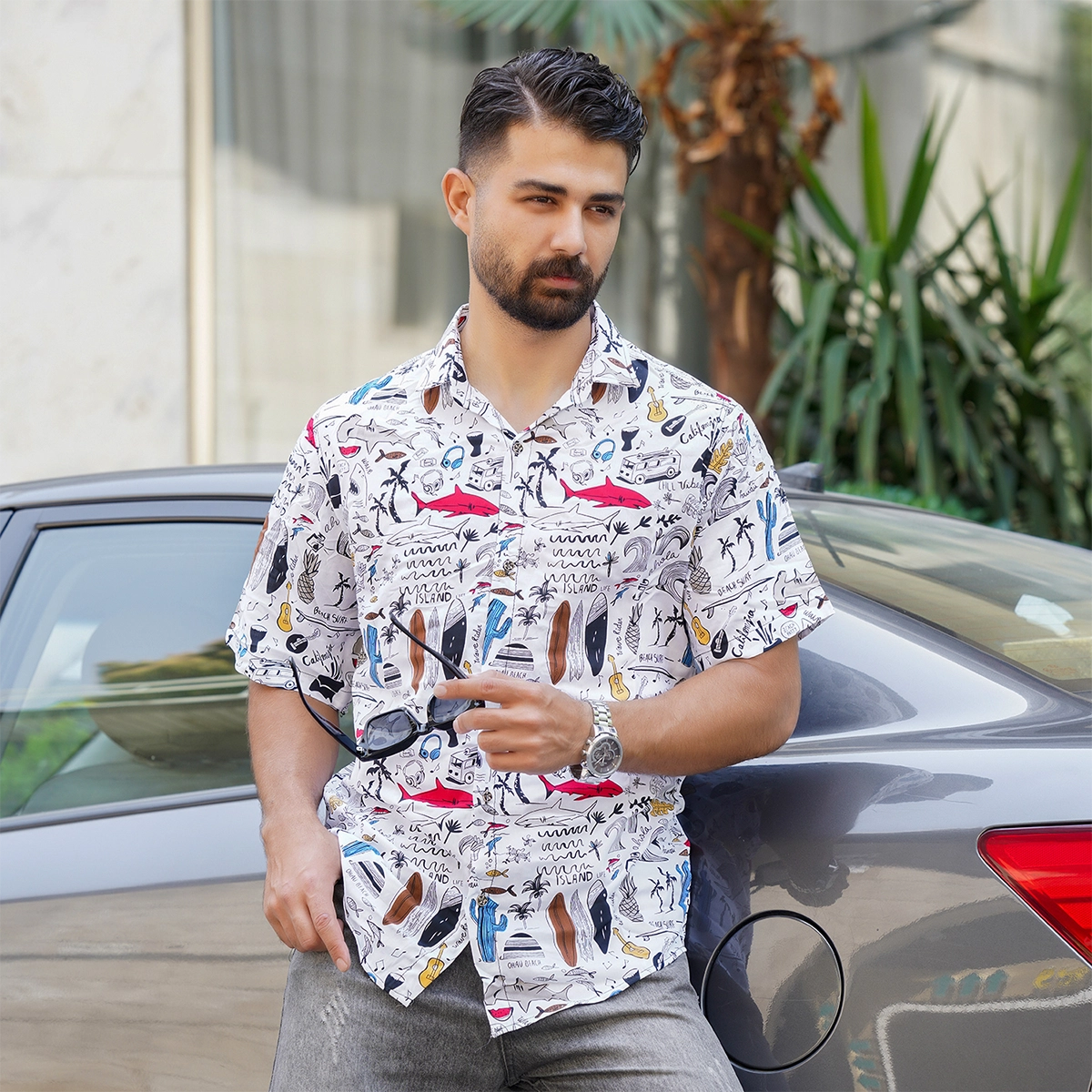 پیراهن هاوایی طرح فانتزی مردانه مدل Nimo