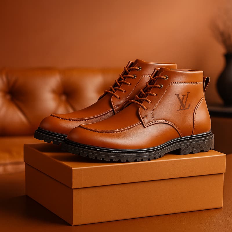 نیم بوت مردانه LV عسلی مدل Roni