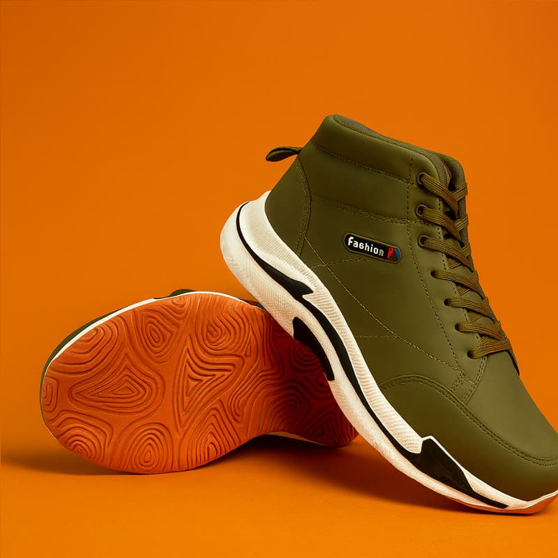 کفش ساقدار مردانه زیتونی مدل EMTO